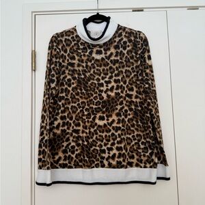 Leopard Pattern Top with Black and White Accents size Large